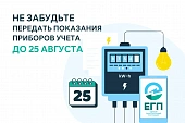 ПЕРЕДАЙТЕ ПОКАЗАНИЯ ПРИБОРОВ УЧЕТА ДО 25 АВГУСТА